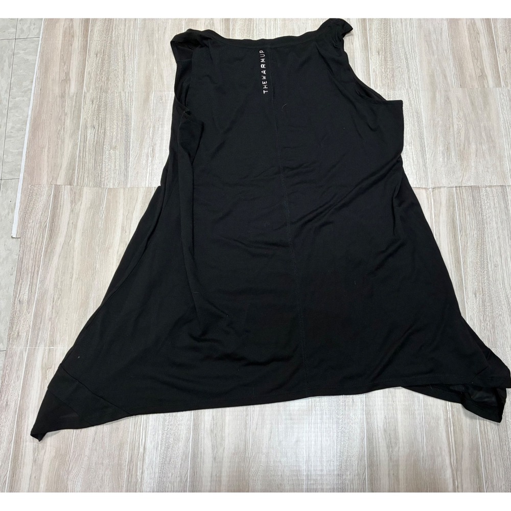 Jessica Simpson The Warm Up Black Sharkbite Hem Mesh Activewear Tank Top 1X - Picture 4 of 5
